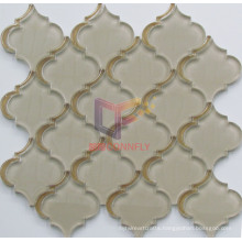 Beige Color Flower Pattern Crystal Glass Mosaic by Wter Jet (CFW58)